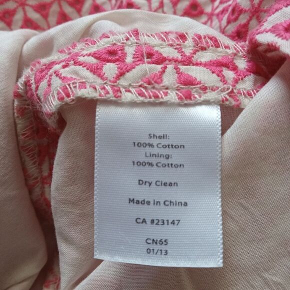 Talbots Pink & Cream Embroidered Eyelet Cutout Pencil Style Skirt Women's Size 4 - Picture 4 of 12